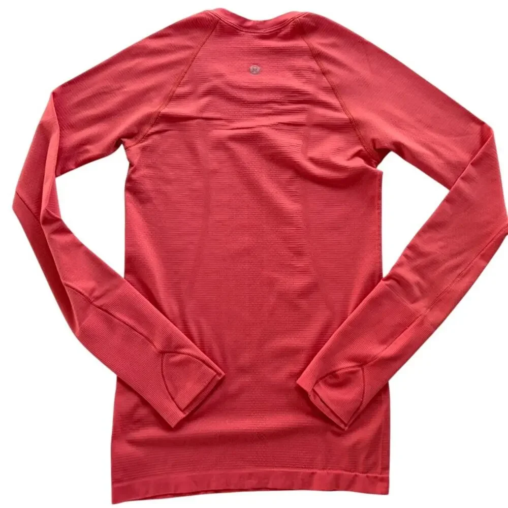 Lululemon Swiftly Tech Long-Sleeve Shirt 2.0 Sunset Orange Coral Size 4